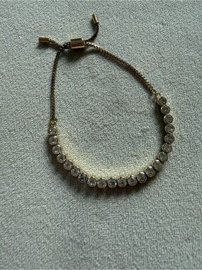 Gold-Tone Clear Crystal Adjustable Bracelet